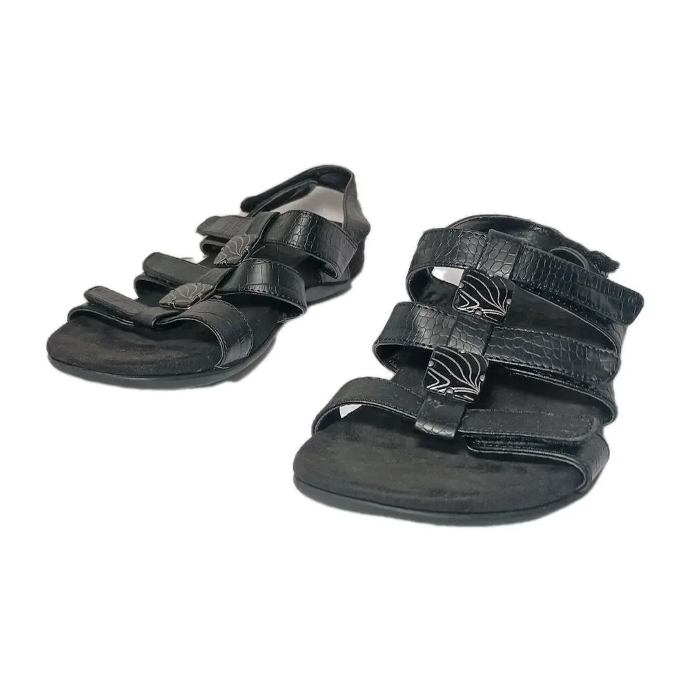 Vionic Adjustable Strap Sandals Womens Size 6 US Rest Amber Black Croc